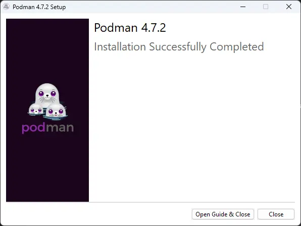 podman installation end